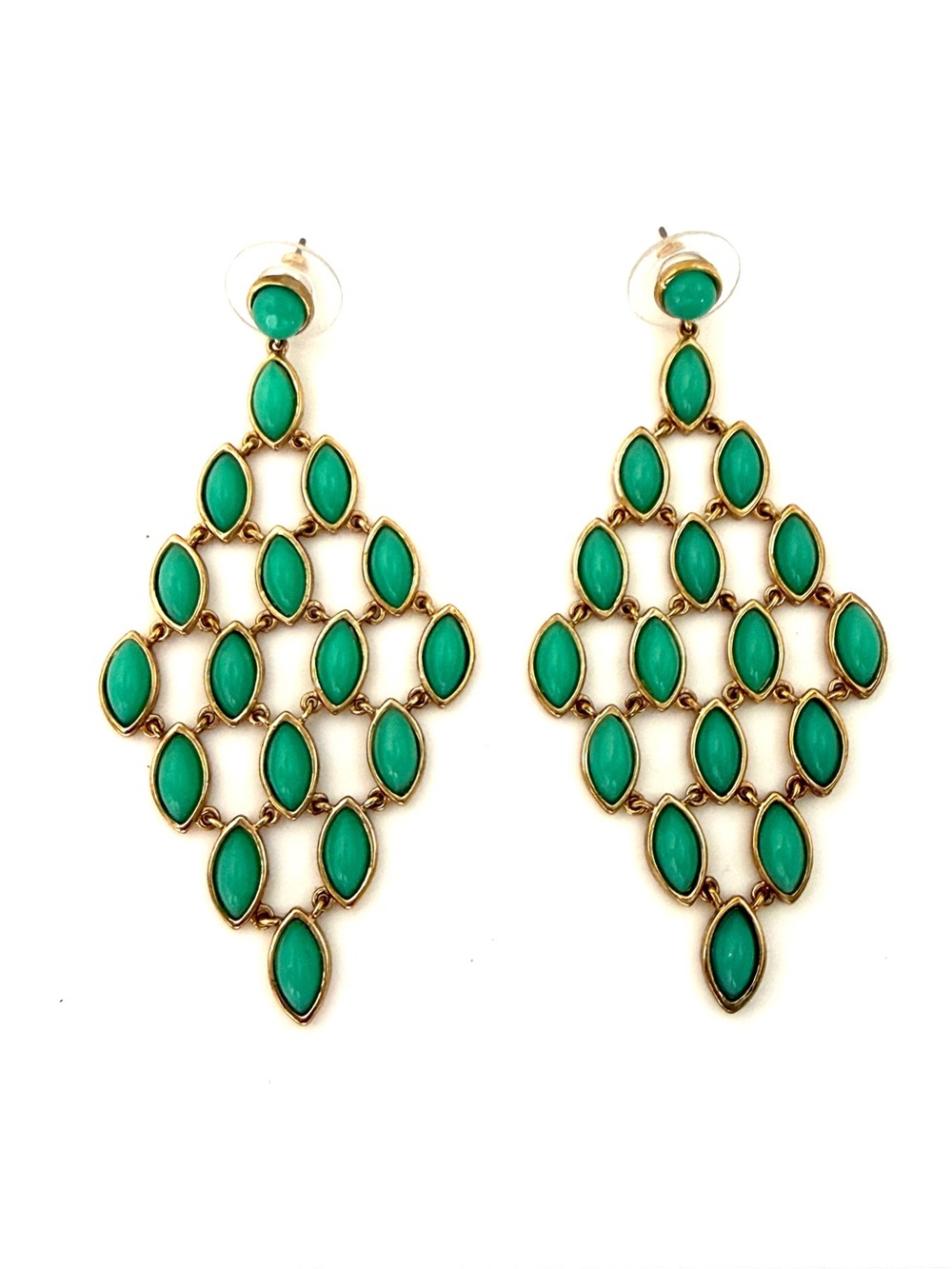 Banana Republic Gold-Tone Teal Marquise Drop Earrings - Women Jewelry